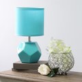 Star Brite Simple Designs Round Prism Mini Table Lamp with Matching Fabric Shade, Blue ST2519974